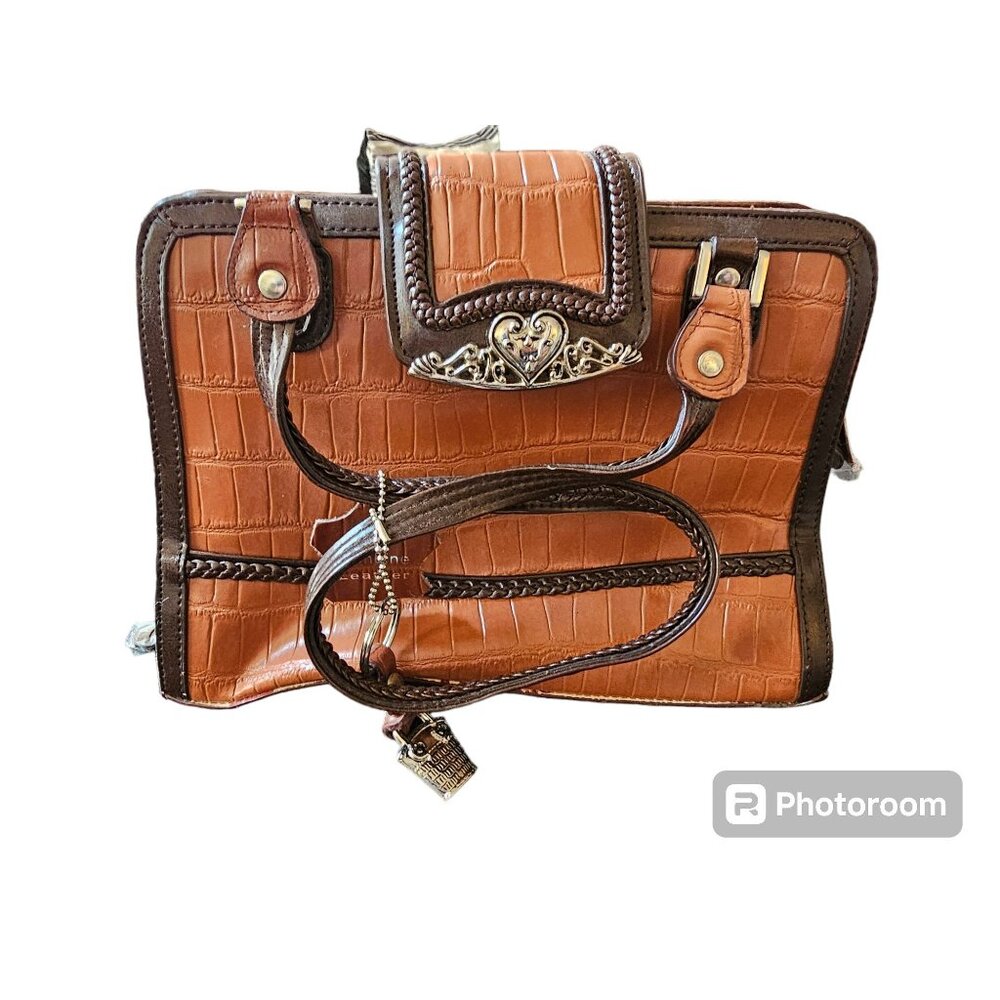 M.C. Brown Double Shoulder Strap Handbag